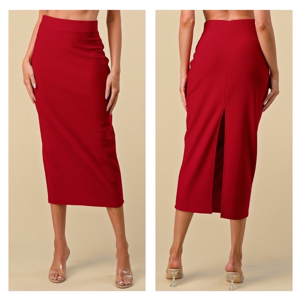 Red High Waist Pencil Skirt NWT Size Small